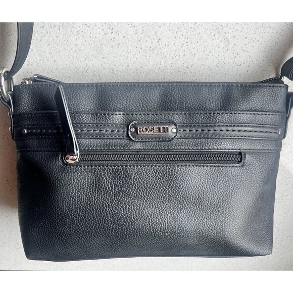 Rosetti Handbags - Rosetti Black Leather Adjustable Crossbody Bag W/  Pockets & Zippers
